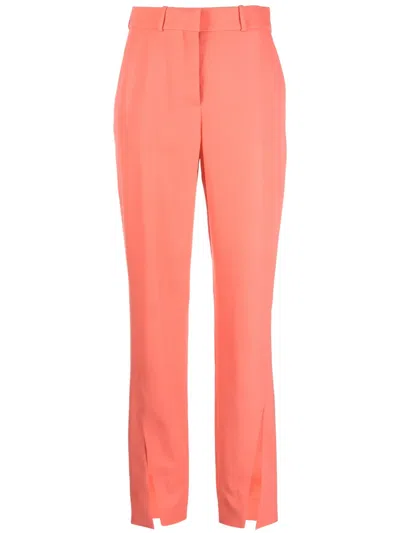 Balmain Split-hem Virgin Wool Tapered Trousers In Pink