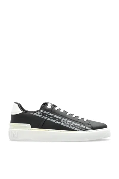 Balmain B-court Printed Calfskin Trainers In Black