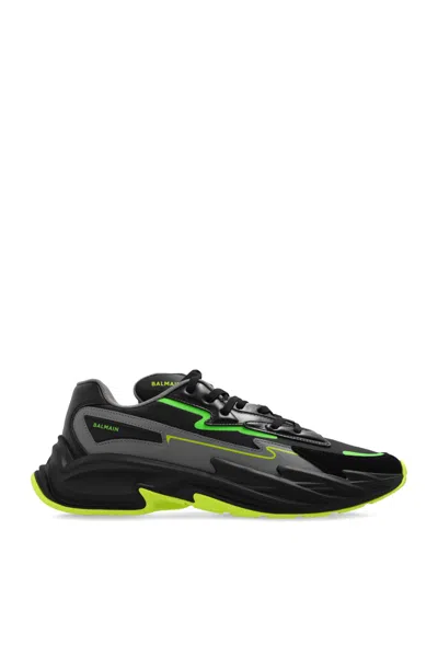 Balmain Sports Shoes In Eff Noir Vert Fluo