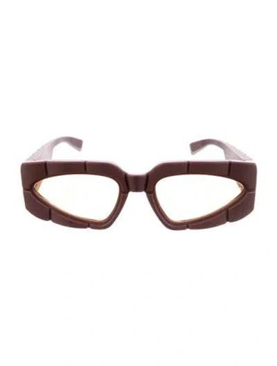 Pre-owned Balmain Square Clear Sunglasses In Burgundy