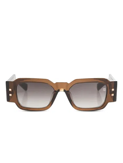 Balmain Square Embellishment Sunglasses In Brown