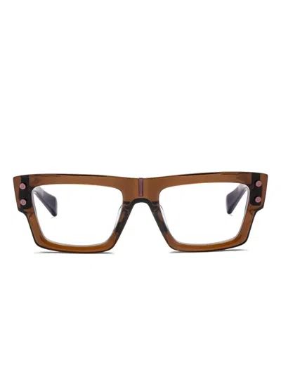 Balmain Square-frame Glasses In Brown