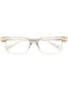 Balmain Square-frame Logo-plaque Glasses In Grey