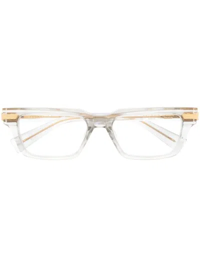Balmain Square-frame Logo-plaque Glasses In Grey