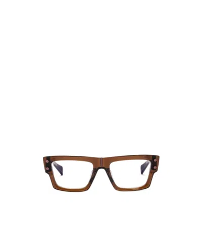 Balmain Square Frame Mirror In Brown