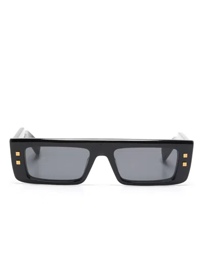 Balmain Sonnenbrille Mit Eckigem Gestell In Black
