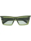 Balmain Square-frame Tinted Sunglasses In Green