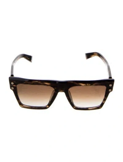 Pre-owned Balmain Square Gradient Sunglasses In Brown