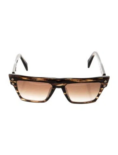 Pre-owned Balmain Square Gradient Sunglasses In Brown