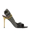 Balmain Leather Monogram Ruby Heeled Sandals 95 In Black