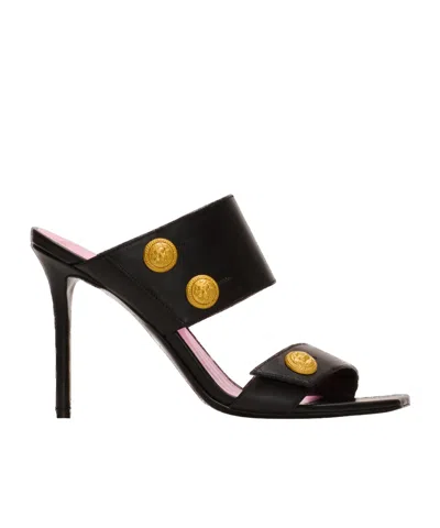BALMAIN HEELED EVA MULES IN CALFSKIN