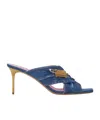 Balmain Square-headed High-heeled Sandals In Blue
