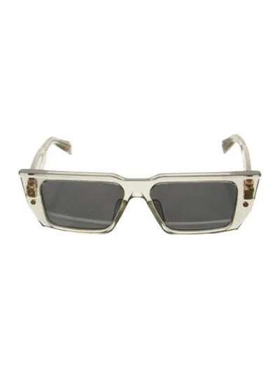 Pre-owned Balmain Square Mirrored Sunglasses In Clear/gold