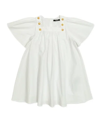 Balmain Square Neck Dress In White