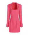 Balmain Embellished Pleated Wool Mini Dress In Pink