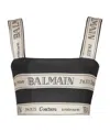 Balmain Striped Jacquard Crop Top In Black