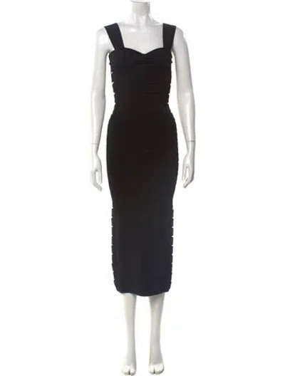 Pre-owned Balmain Square Neckline Long Dress In Black