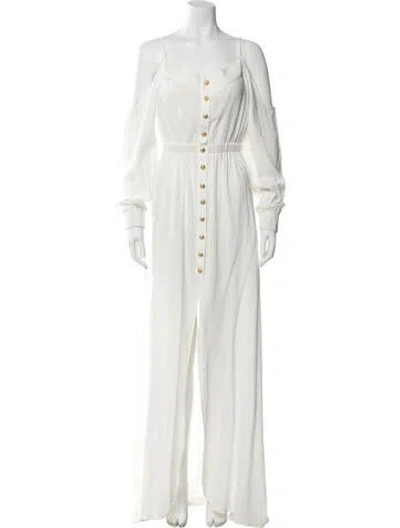 Pre-owned Balmain Square Neckline Long Dress In Neutral