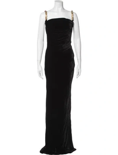 Pre-owned Balmain Square Neckline Long Dress W/ Tags In Black