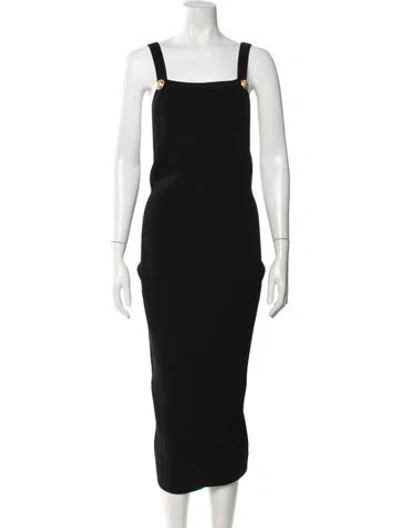 Pre-owned Balmain Square Neckline Midi Length Dress W/ Tags In Black