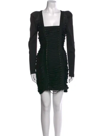 Pre-owned Balmain Square Neckline Mini Dress In Black
