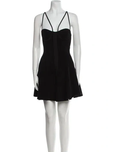 Pre-owned Balmain Square Neckline Mini Dress In Black