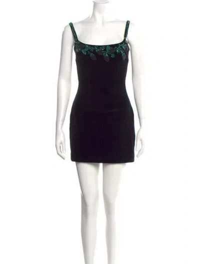 Pre-owned Balmain Square Neckline Mini Dress In Black