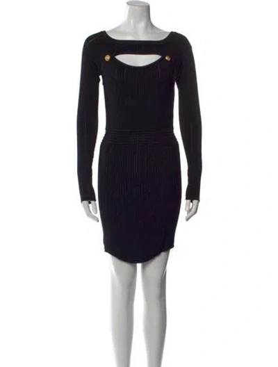 Pre-owned Balmain Square Neckline Mini Dress In Black