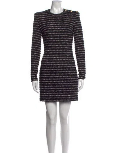 Pre-owned Balmain Square Neckline Mini Dress In Black