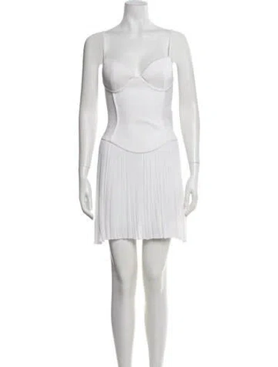 Pre-owned Balmain Square Neckline Mini Dress In White