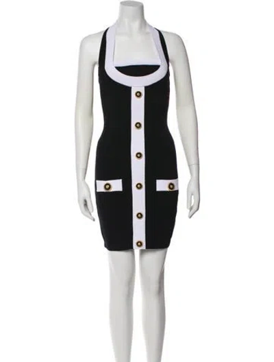 Pre-owned Balmain Square Neckline Mini Dress In White