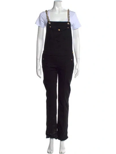 Pre-owned Balmain Square Neckline Overalls In Black