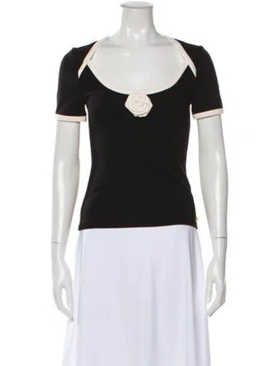 Pre-owned Balmain Square Neckline Short Sleeve Top In Gray