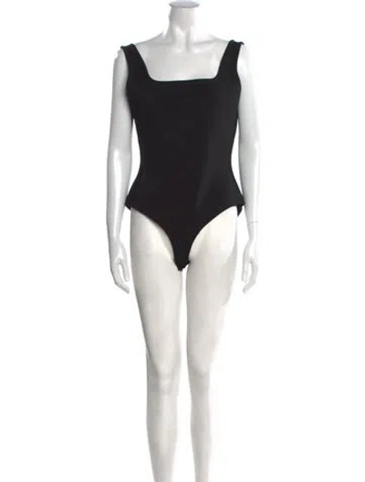 Pre-owned Balmain Square Neckline Sleeveless Bodysuit In Black