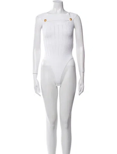 Pre-owned Balmain Square Neckline Sleeveless Bodysuit In Neutral