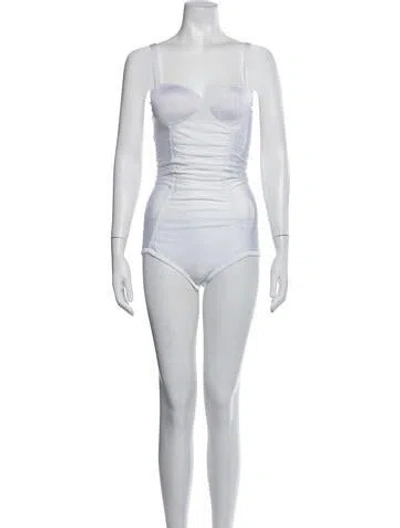 Pre-owned Balmain Square Neckline Sleeveless Bodysuit In White