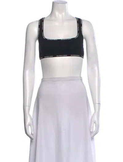 Pre-owned Balmain Square Neckline Sleeveless Crop Top In Black