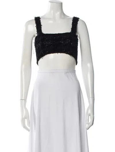 Pre-owned Balmain Square Neckline Sleeveless Crop Top In Black