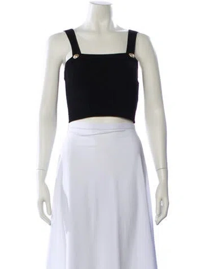 Pre-owned Balmain Square Neckline Sleeveless Crop Top In Blue