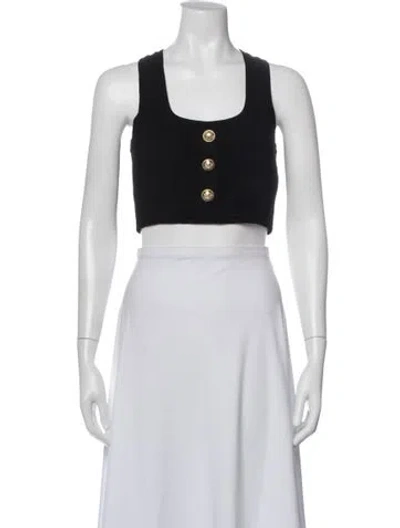 Pre-owned Balmain Square Neckline Sleeveless Crop Top In Green