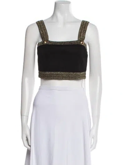 Pre-owned Balmain Square Neckline Sleeveless Crop Top In Multi