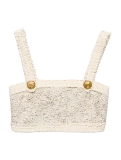 Pre-owned Balmain Square Neckline Sleeveless Crop Top In Neutral