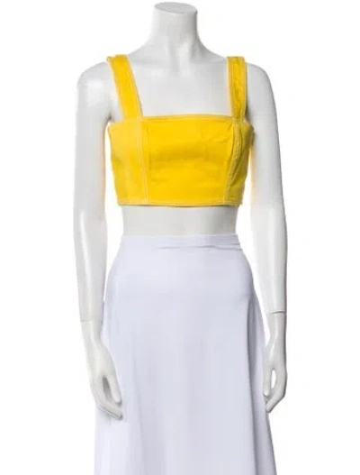 Pre-owned Balmain Square Neckline Sleeveless Crop Top In Pink