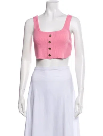 Pre-owned Balmain Square Neckline Sleeveless Crop Top In Pink