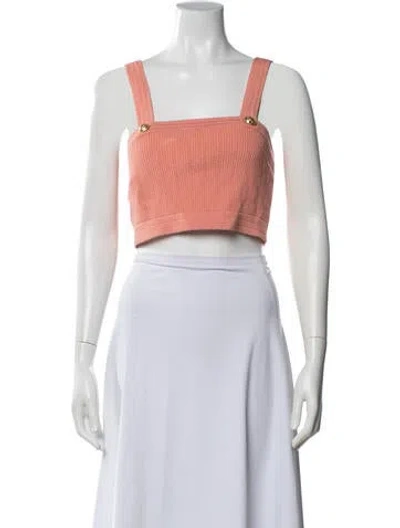 Pre-owned Balmain Square Neckline Sleeveless Crop Top In Pink