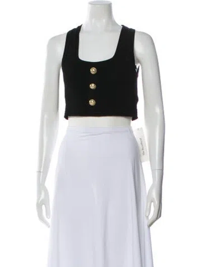 Pre-owned Balmain Square Neckline Sleeveless Crop Top W/ Tags In White