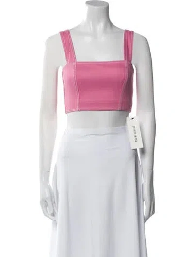 Pre-owned Balmain Square Neckline Sleeveless Crop Top In White