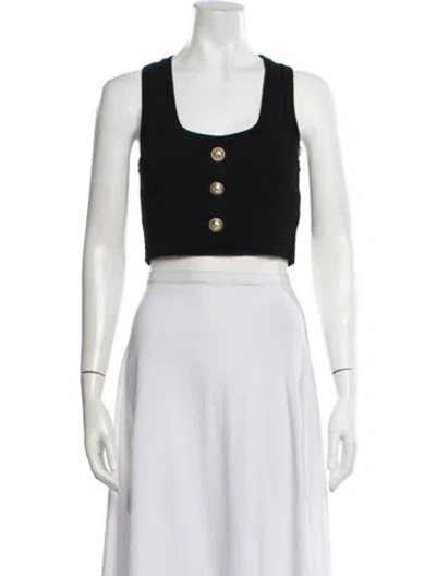Pre-owned Balmain Square Neckline Sleeveless Crop Top In White