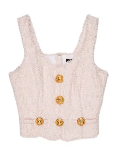 Pre-owned Balmain Square Neckline Sleeveless Top In Pink