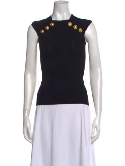 Pre-owned Balmain Square Neckline Sleeveless Top W/ Tags In Black